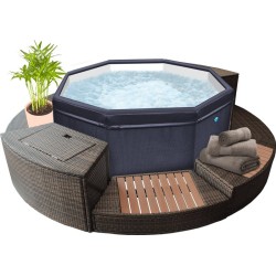 SPA Octopus COMPLETA di Set 5 Mobili in rattan - NetSpa - Piscina SPA Idromassaggio Ottagonale 4 posti