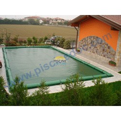 Copertura invernale Wincover 16,00 x 9,60 m per piscina 8,10 x 14,50 m, con scala romana completa di tubolari